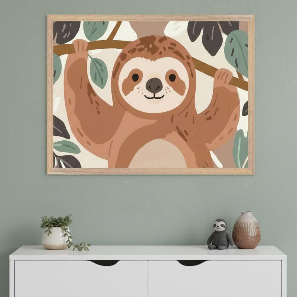 Sloth Jungle Animal Earth Tone Minimalist Sloth Tropical Wildlife Safari Nursery Poster , Poster Print Only