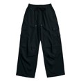 thumbnail image 4 of Hurxie Womens High Waisted Button Pleated Wide Leg Pants Beach Vacation Trouses Black,XL, 4 of 6