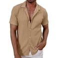 thumbnail image 5 of GERsome Mens Short Sleeve Shirts Collared Button Down Summer Beach Vacation Wedding Casual Work Shirts, Khaki Size L, 5 of 6