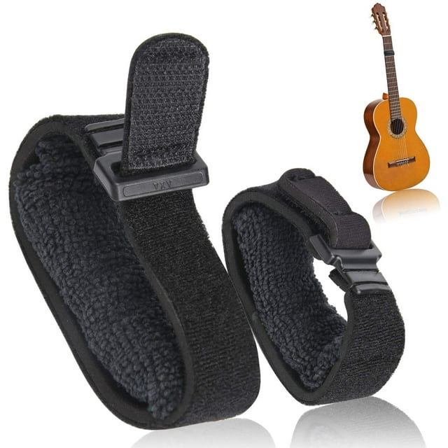 ORUYROP 2PCS Guitar String Mute Dampener, Guitar String Cover Belt, Adjustable Bass Guitar Mute Silencer, Fretboard Muting Straps, Guitar Noise Damper Tape, Musical Instrument Accessories-Blac