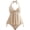 Beige, variant on Women's Textured 2 Piece Halter Tankini Bathing Suit with Flowy Tie Back Top and Panty Swimwear for Beach Vacation