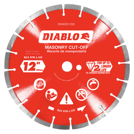 UPC: 0008925155188 | Diablo DMADS1200 12 in. Diamond Segmented Cut-Off Discs for Masonry