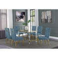 thumbnail image 2 of 7pc. 68" x 40" Glass Dining Set with 6 Chairs and Gold Stainless Steel, 2 of 4