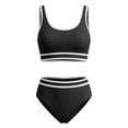 thumbnail image 5 of ZOYOEN Girls Bikini Swimsuits 2 Piece- Color Block Full Coverage Cute Back Clasp Kids Bathing Suit Black Size 8, 5 of 6