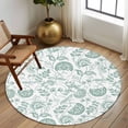 thumbnail image 3 of Farmhouse Floral Washable Round Area Rug 6 ft, Turquoise Pastoral Botanical Country Rustic , Soft Non Slip Rugs Stain Repellent Indoor Felt Carpet for Living Dining Room Bedroom Home Office, 3 of 9