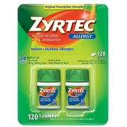 2 Packs Zyrtec 24 Hour Non-Drowsy, Allergy Relief Antihistamine Cetirizine Hcl 10 Mg, 120 Tablets