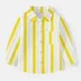 thumbnail image 2 of Tao Tao Striped Button Down Casual Shirts For Toddler Baby Boys Girls Long Sleeve Lapel Collar Blouse Trendy Spring Fall Shirts Yellow 4 Years, 2 of 7