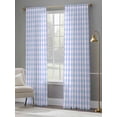 thumbnail image 4 of Blue Grid Sheer Curtains 96 Inch Length 2 Panels Set, Checkered Plaid Gingham Lattice Trellis Print Voile Window Treatment Semi Sheer Long Curtains Drapes for Bedroom/Living Room/Kitchen 52"x96"x2, 4 of 7