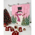 thumbnail image 5 of Pink Snowman Christmas Shower Curtain, Xmas Tree Snowflake Abstract Waterproof Fabric Shower Curtains with 12 Hooks, Bathroom Curtain Set for Bathroom Accessories Decor, 36 x 72 Inches, 5 of 9