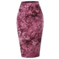 thumbnail image 1 of A2Y Women's Basic Solid Ponte Knee Length Slit Techno Span High Waist Pencil Skirt Tie-dye Red M, 1 of 3
