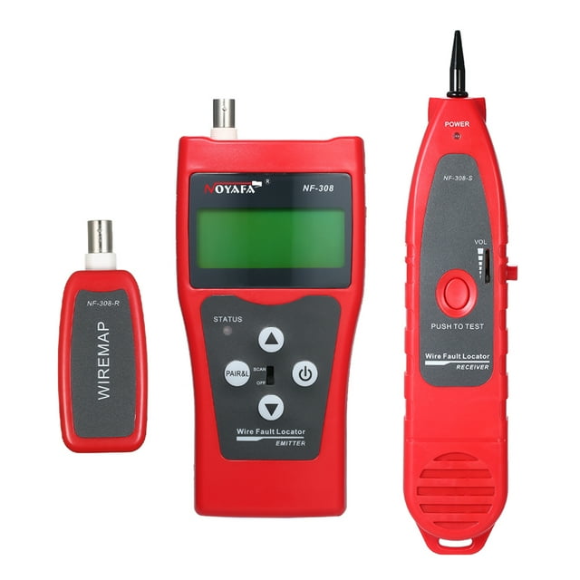 NOYAFA Testeur de Câble Réseau Haute Précision avec Émetteur et Récepteur, Détecteur de Ligne Multifonctionnel pour Câbles STP/UTP, Coaxial et USB, Modèle NF-308 (Batterie Non Incluse)