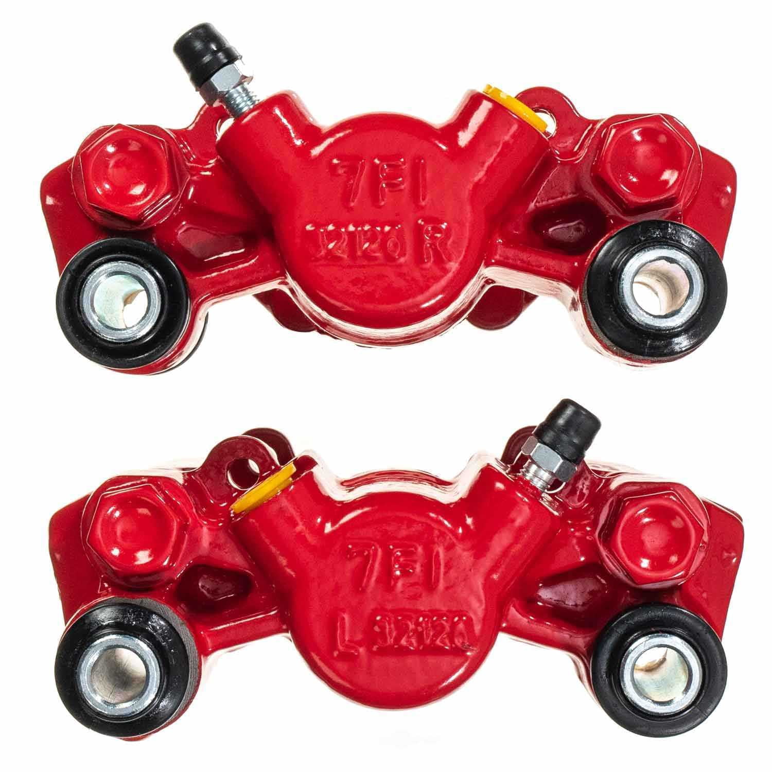PowerStop S2970 Powder Coated Brake Caliper Pair - Rear Red