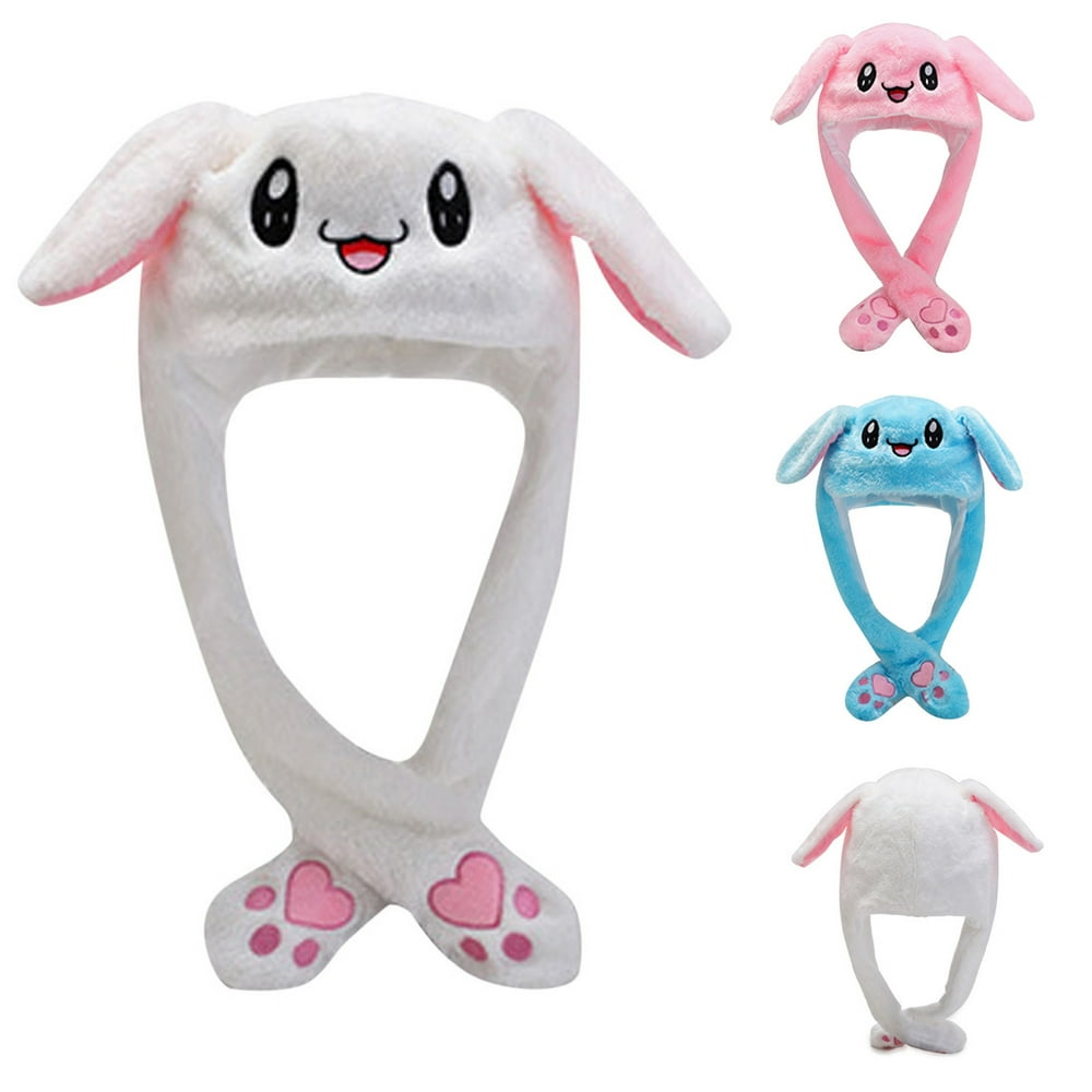 LNGOOR Cute Bunny Hat Ear Moving Jumping Hat Funny Animal Plush Rabbit