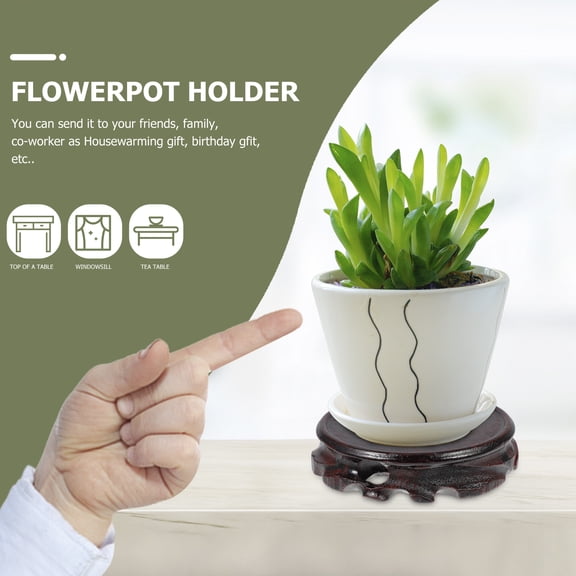 FUTUREORYY Set of 2 Indoor Planter Risers Black Wood Stands for Living Room Decor