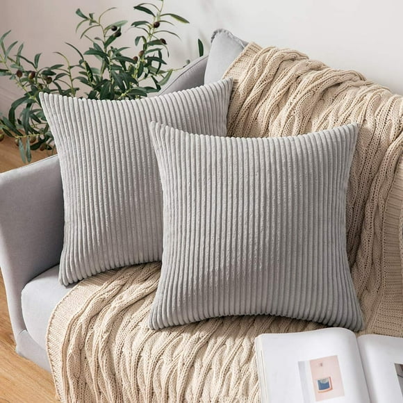 Lot de 2, Housses de Coussin Carrées Décoratives en Velours Côtelé Miulee Doux pour Canapé Chambre Voiture 18 x 18 Pouces 45 x 45 cm