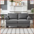 thumbnail image 3 of 59.5" American Classic Loveseat with Storage | 100% Polyester Fabric | Round Arms | Gray, 3 of 10