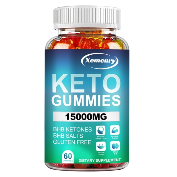 Keto Gummies 15000mg - with Vitamin C, Apple Cider Vinegar, Weight Loss, Fat Burner - 60 Gummies