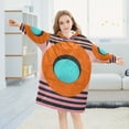 thumbnail image 5 of FORMRS Wearable Blanket Hoodie with Sleeves for Kids Cozy Flannel Sweatshirt, Orange Circle, 5 of 7