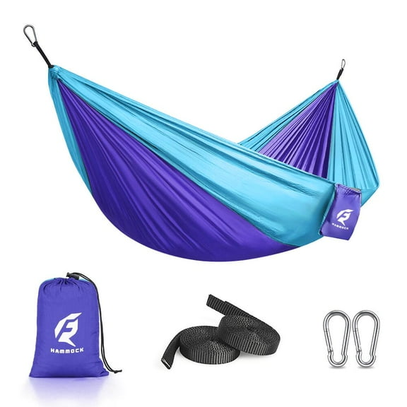 QUANFENG QF Hammock Portable Single Camping Hammock, Support 330lbs, Blue/Yellow