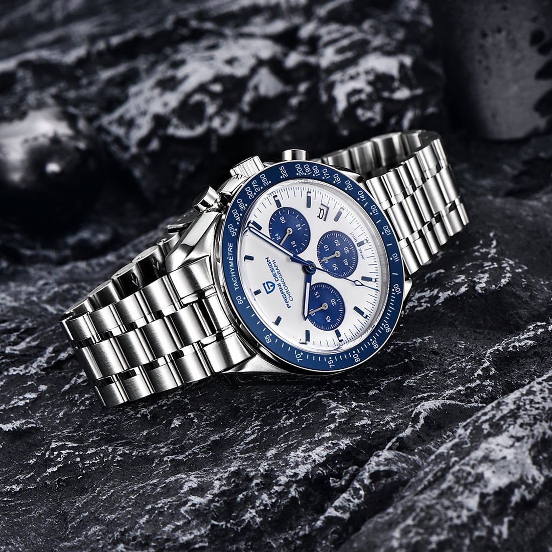 PAGANI DESIGN Men's Quartz Watches 40mm New Release full Stainless Steel Waterproof Sports Chronograph Wrist Watch for Men Sapphire Dial Glass