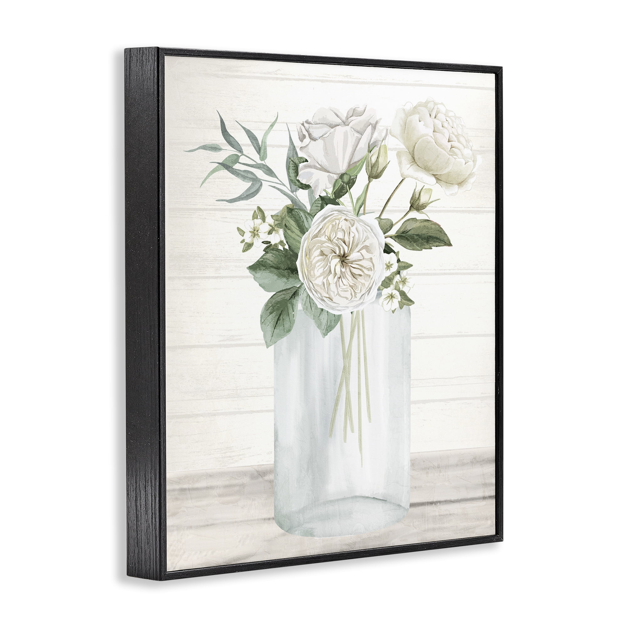 Stupell Industries Patience Flower Vase Black Framed Giclee Art, design by Kim Allen