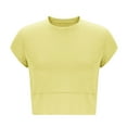 thumbnail image 6 of Deals of Today Clearance 2025 Abomasnow Women's Cropped T-Shirts Casual Cap Sleeve Crewneck Crop Tops Summer Solid Color Basic Workout Blouses, 6 of 7