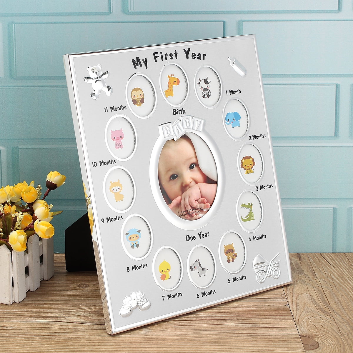 BABY 1st Year 12 MONTH PHOTO FRAME COLLAGE Birthday Christening Gift For Girl