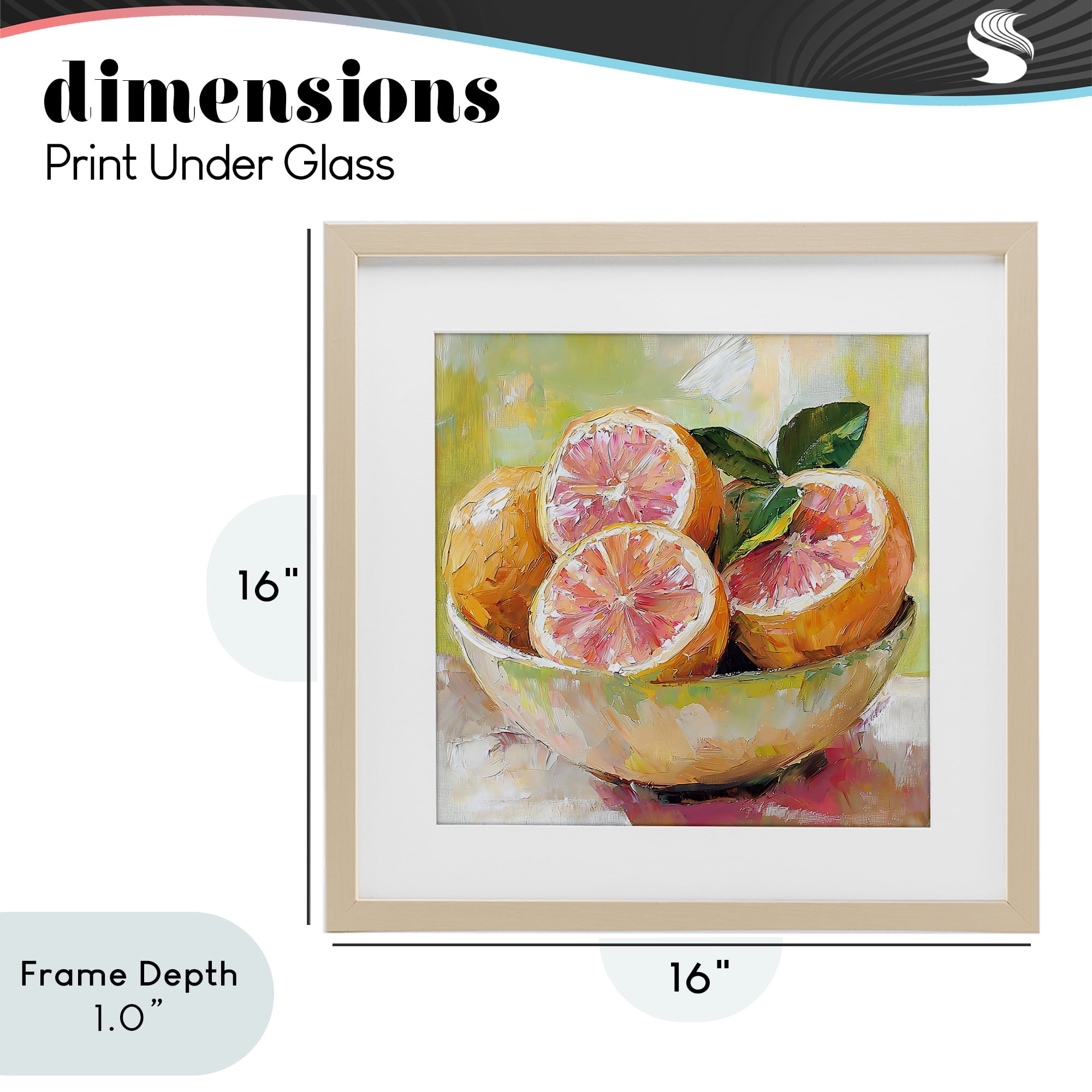 Stupell Industries Bold Grapefruit in Ceramic Bowl Birch Framed Print Under Glass, design by Riley B