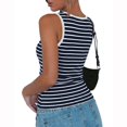 thumbnail image 3 of Tank Tops for Women Summer Striped Ribbed Knit Slim Fit Side Ruched | Wide Strap, Fashion Clothing, Sleeveless Shirts, 3 of 4