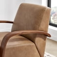 thumbnail image 6 of CHITA Swivel Accent Chair with U-shaped Wood Arm for Living Room Beedroom, Cognac Brown Faux Leather&Walnut, 6 of 14