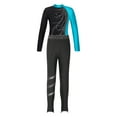 thumbnail image 3 of Alvivi Kids Girls Ice Skating Clothes Sets Long Sleeve Gymnastic Leotard with Tights Pants Outfits Lake Blue&Black 14, 3 of 5