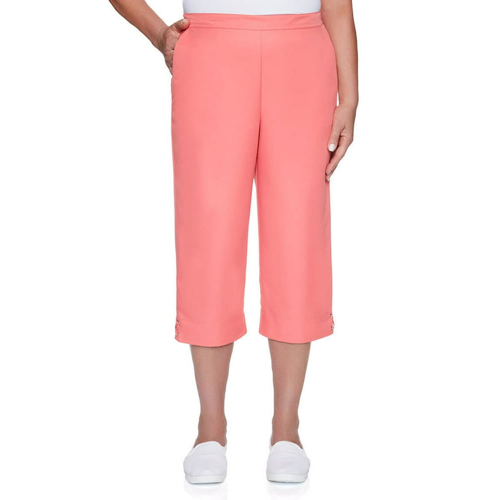 Alfred Dunner Women's Miami Beach Solid Capri Plus Size, Coral, 20