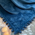 thumbnail image 5 of LOMAO Flannel Blanket Soft Throw Blanket with Pompom Fringe Lightweight Bed Blanket Fit Couch Sofa(60"x 80")(Aegean Blue), 5 of 8
