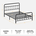 thumbnail image 5 of Metal Queen Bed Frame,Queen Size Bed Frame with Headboard,Structurally Stable,Under Bed Storage,Black, 5 of 8