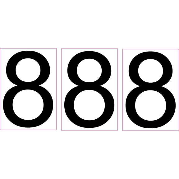 StickerTalk Number 8 Vinyl Stickers, 1 sheet of 3 stickers, 1.7