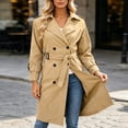 thumbnail image 6 of Kezqiaxn Lightweight Jacket Women Button Down Long Sleeve Fall Casual Long Outwear Collared Trench Coat with Pockets Khaki L, 6 of 9