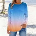 thumbnail image 2 of Long Sleeve Shirts for Women Gradient Color Round Neck Tops Fall Casual Tunic Tops, 2 of 5