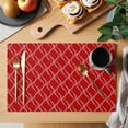 thumbnail image 2 of Red White Stripes Placemats Set of 4, Simple Geometric Modern Monochrome Placemats for Dining Table, Place Mats for Kitchen Tabletop, Waterproof Wipeable Dining Table Mats Set, 2 of 9