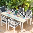 thumbnail image 2 of Easter Table Cloths for 6 Foot Rectangle Tables, Spring Watercolor Bunny Eggs Flowers Black Plaid Patio Waterproof Elastic Fitted Tablecloths, Washable Rectangular Table Cover for Camping, 2 of 8