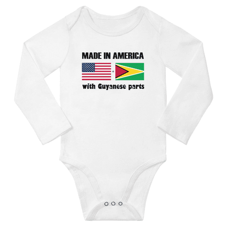 

Made in America With Guyanese Parts Baby Long Sleeve Bodysuit (White 12 Months)