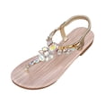 thumbnail image 1 of Wedge Sandals For Women Sparkly Rhinestone Elastic Ankle Strap Flip Flops Comfortable Orthopedic Casual Summer Sandals, 41, 1 of 6