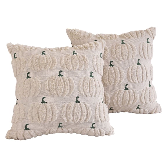 2 Pack 16X16 Inch Pumpkin Throw Pillow Covers Halloween Pumpkin Decor Farmhouse Fall Decor for Couch Bedroom Living Room Thanksgiving Home Decorations