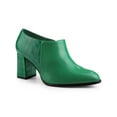 thumbnail image 1 of BLISSFUL STEP Women's Ankle Boots Chunky Heel Side Zipper Faux Leather Rubber Outsole Boots Green 6.5, 1 of 8
