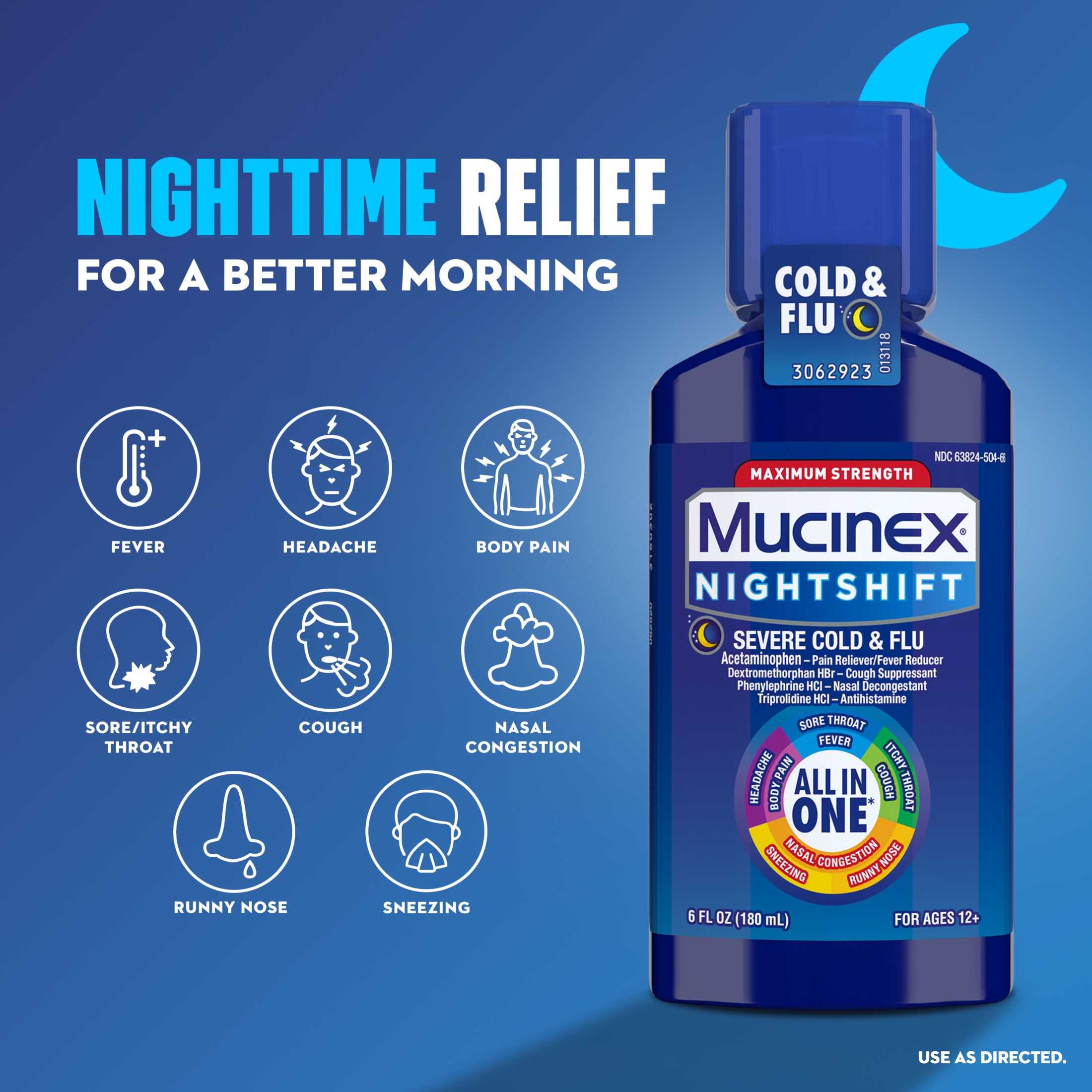 Mucinex Fast-Max Cold & Flu & Nightshift Severe Cold & Flu Medicine, OTC Cough Relief, 2x6 fl oz