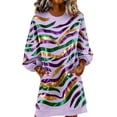 thumbnail image 1 of Tauxra Robe Maxi à Imprimé pour Femmes, Manches Longues, Col Rond, Robe de Soirée Fluide pour Femmes avec Tissu en Maille pour Tenue Décontractée Quotidienne, Invitée de Mariage, Occasions Formelles, 1 of 3