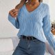 thumbnail image 5 of Suéter de cuello en V para mujer, moda informal, manga larga, cuello en V, suéter cálido para salir., 5 of 7
