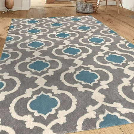 Grey Blue Moroccan Trellis Contemporary Indoor Area Rug Or Runner This On Opens A Dialog That Displays Additional Images For Product With The Option To Zoom In Or Out