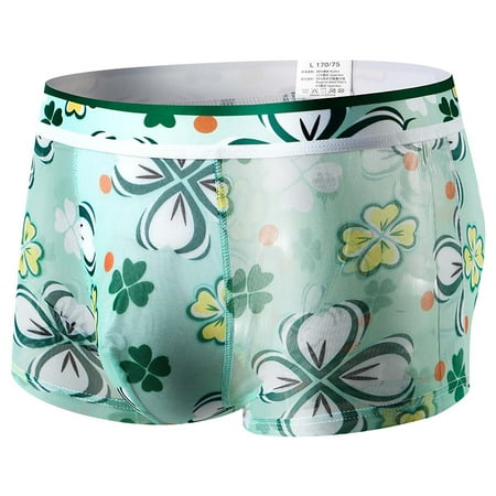 

Zpanxa Womens Underwear Men s Bottoming Boxer Briefs Mesh Ice Silk Print Boxer Briefs Green XXL