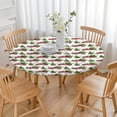thumbnail image 3 of White Christmas Red Truck and Tree Pattern Round Fitted Tablecloth with Elastic Edge,Dining Table Cover Waterproof,Outdoor Round Tablecloth for Camping,Dining,Indoor and Outdoor, 3 of 7