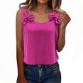 thumbnail image 5 of LWavelet Women's Bow Decor Sleeveless Tank Tops Round Neck Casual Summer Basic Tee Hot Pink L, 5 of 8